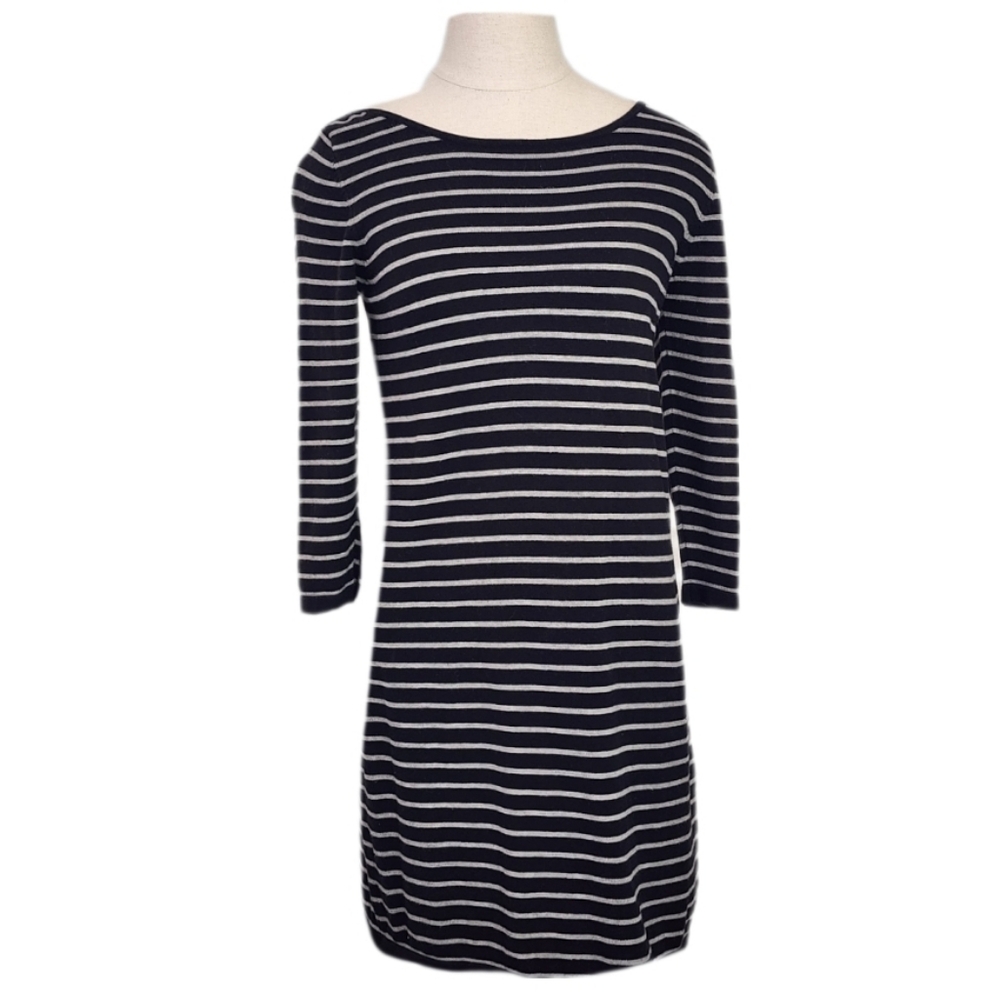 525 America Dress 100% Cotton Knit Breton Stripe Black Size S